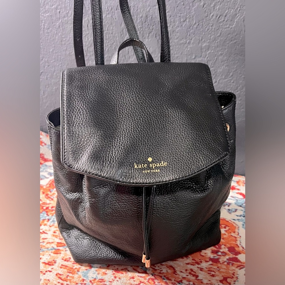 Kate Spade New York Cinch Black Pebble Leather Backapck Purse